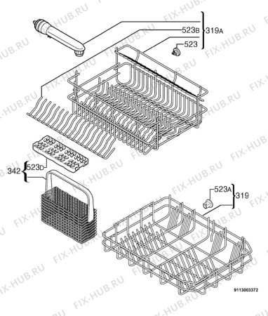 Взрыв-схема посудомоечной машины Rex T65 - Схема узла Basket 160